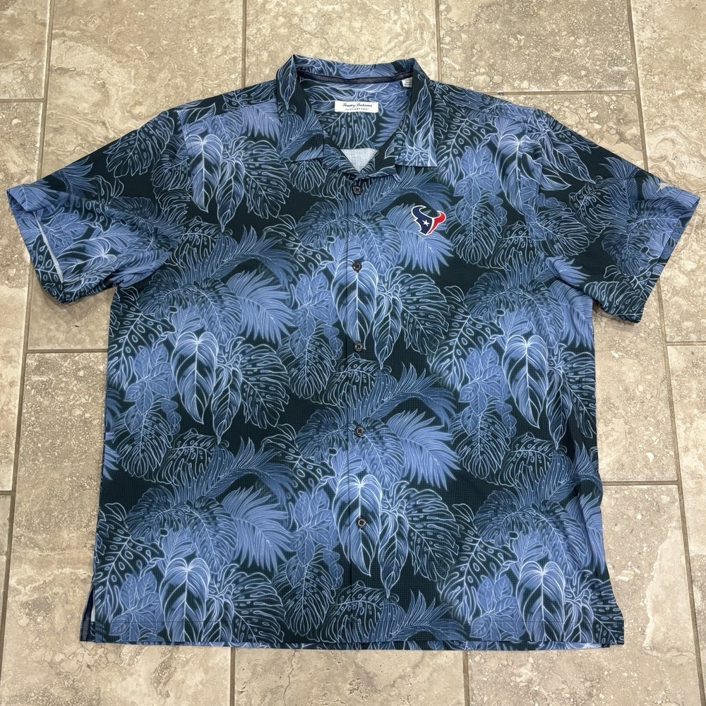 Tommy Bahama NFL Texans Mens 2XL Button Down Shirt Floral Blue